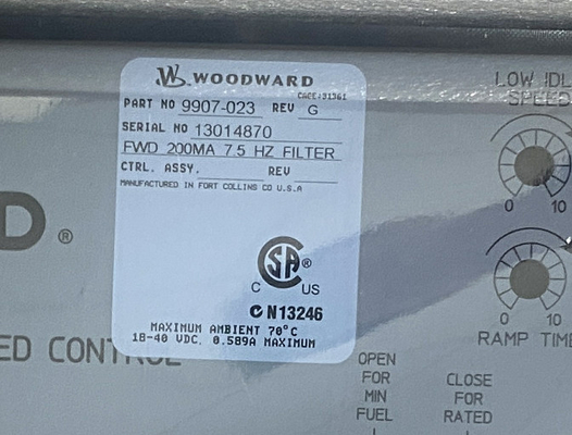 Woodward 9907-023 Kiểm soát tốc độ hoạt động về phía trước 4?? 20 mA hoặc 1?? 5 Vdc 2301A -40 đến +158 ° F
