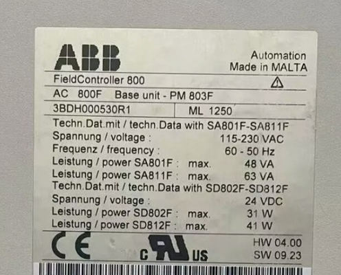 ABB PM803F 3BDH000530R1 Thiết bị cơ bản 16 MB RAM đệm pin Thiết bị trung tâm