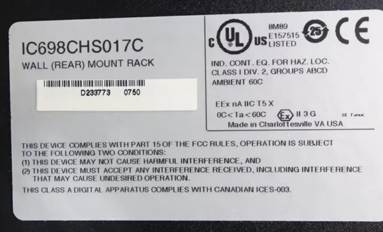 IC698CHS017 GE PACSystems RX7i Racks 17 Slot Mặt trước và mặt sau gắn CPU và cấu hình I / O
