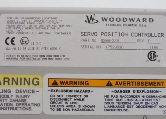 Bộ điều khiển vị trí servo Woodward 8200-226